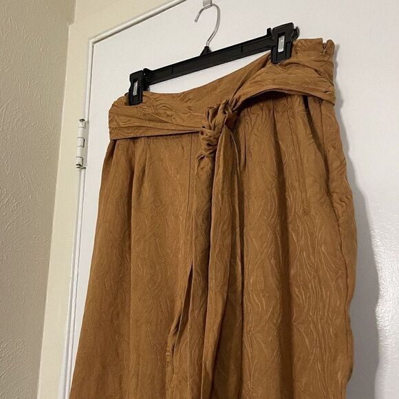 Anthropologie ett:twa Aubade Tie Waist Golden yellow cropped Pants size US 12 - Picture 5 of 7